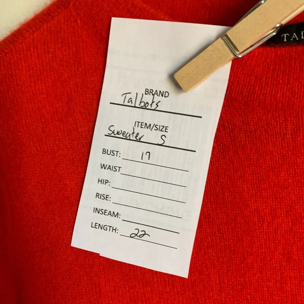 SALE🔥 Talbots Red 100% Pure Cashmere Pullover Sweater 3/4 Sleeves Women’s Small - Picture 3 of 8